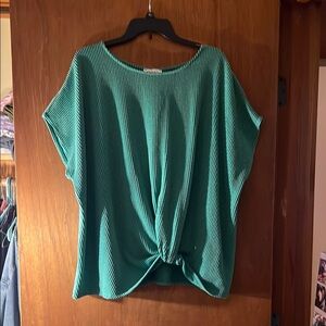 Gilli Green Dolman Sleeve Tie Front Blouse